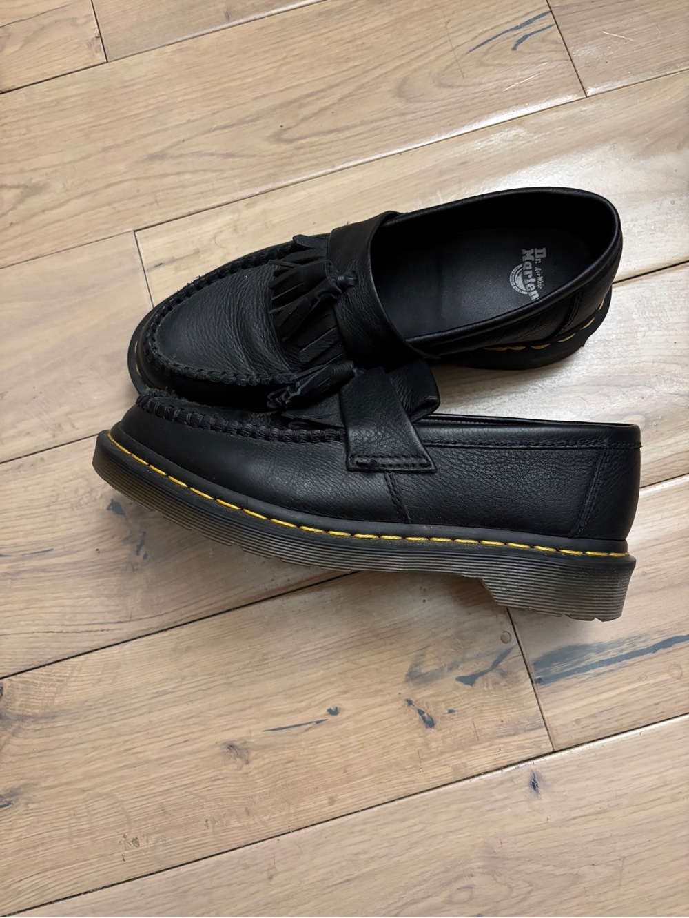 Dr. Martens Black Leather Tassel Kiltie Slip-On Loafers - Picture 3 of 4